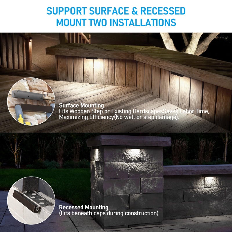 LEONLITE 8-Pack 7 Inch LED Hardscape Lighting, Update Retaining Wall Lights, LED Landscape Lighting, 12-24V AC/DC Paver Light Low Voltage, 3W/4W/5W Dimmable Outdoor Step Lights, 5000K Daylight, ETL - Image 3